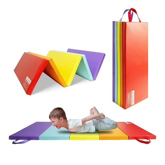Thick Exercise Mat - 5-panel Folding Gymnastics Tumbling Mat With Carrying Handles