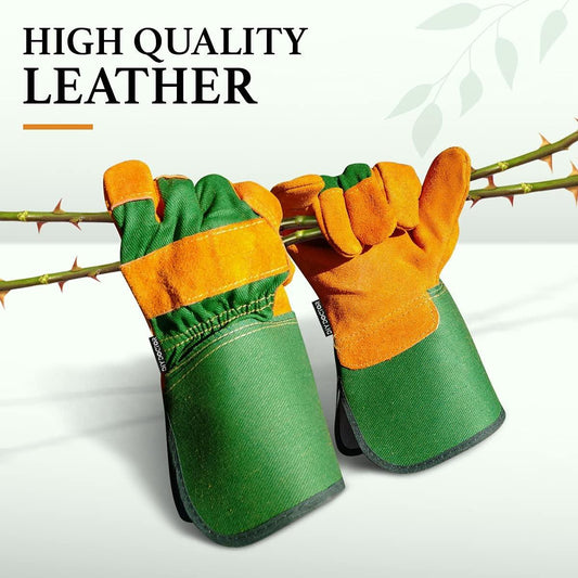 Thorn Proof Garden Gloves - Leather Gardening Gloves Thorn Proof Ladies Men Safety Suede Heavy Duty Garden