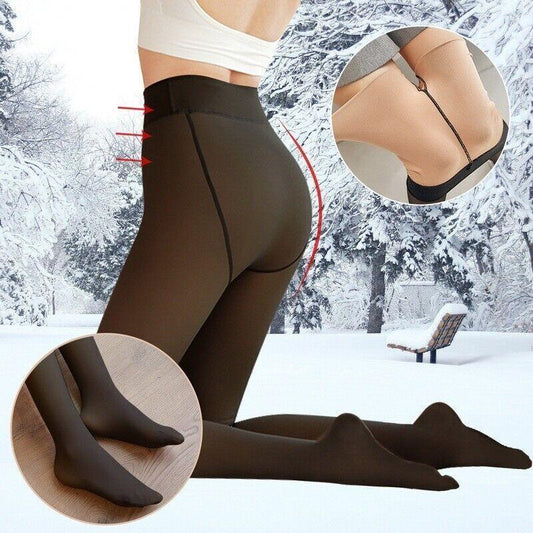 Warm Tights for Winter - Womens Thermal Lined Translucent Pantyhose Fleece Tights Stockings