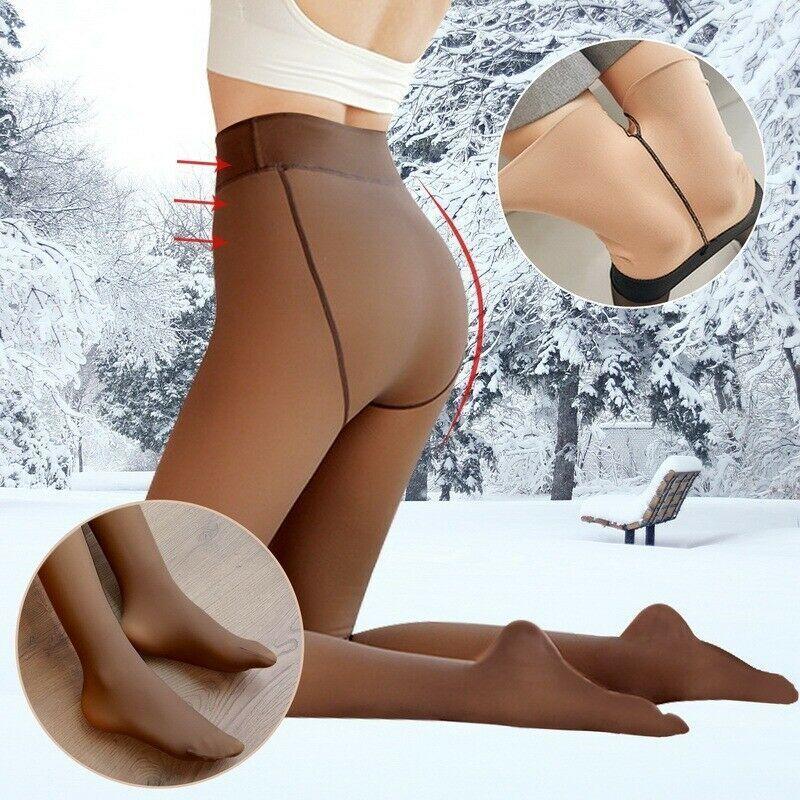 Warm Tights for Winter - Womens Thermal Lined Translucent Pantyhose Fleece Tights Stockings