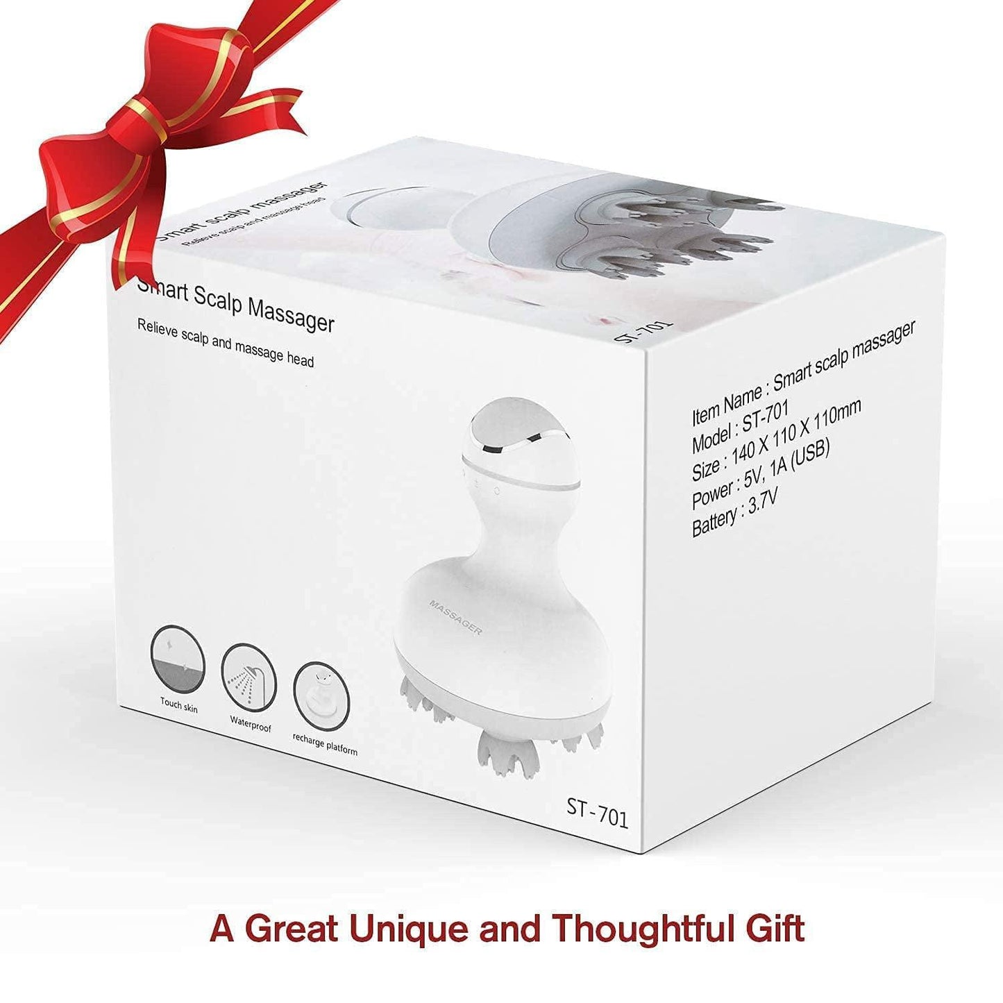 Electric Scalp Massager - 4 Replacement Massage Heads Portable Head Scratcher with Tissue Kneading Nodes