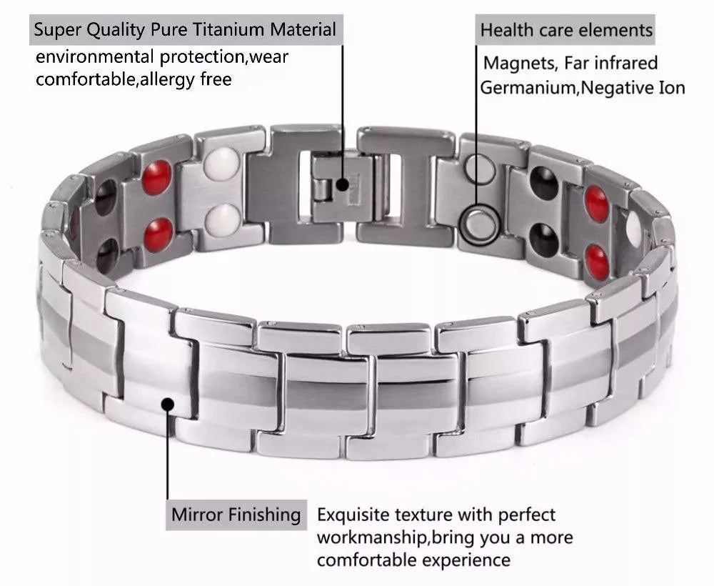 Magnetic Bracelet - Titanium Double Row Bio 4in1 Magnetic Bracelet | Arthritis Pain Relief