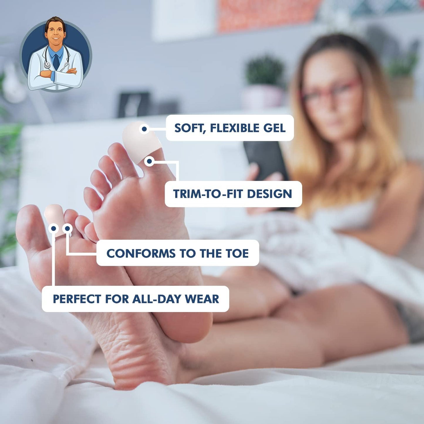 Toe Nail Protectors - Pair of Big Toe Silicone Gel Protector