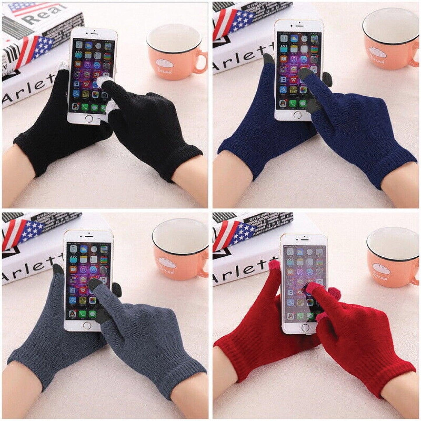 Hat Scarf and Gloves Set - 3pcs Mens Winter Thermal Beanie Knit Hat Glove Neck Scarf Set Men Ski Snow Caps