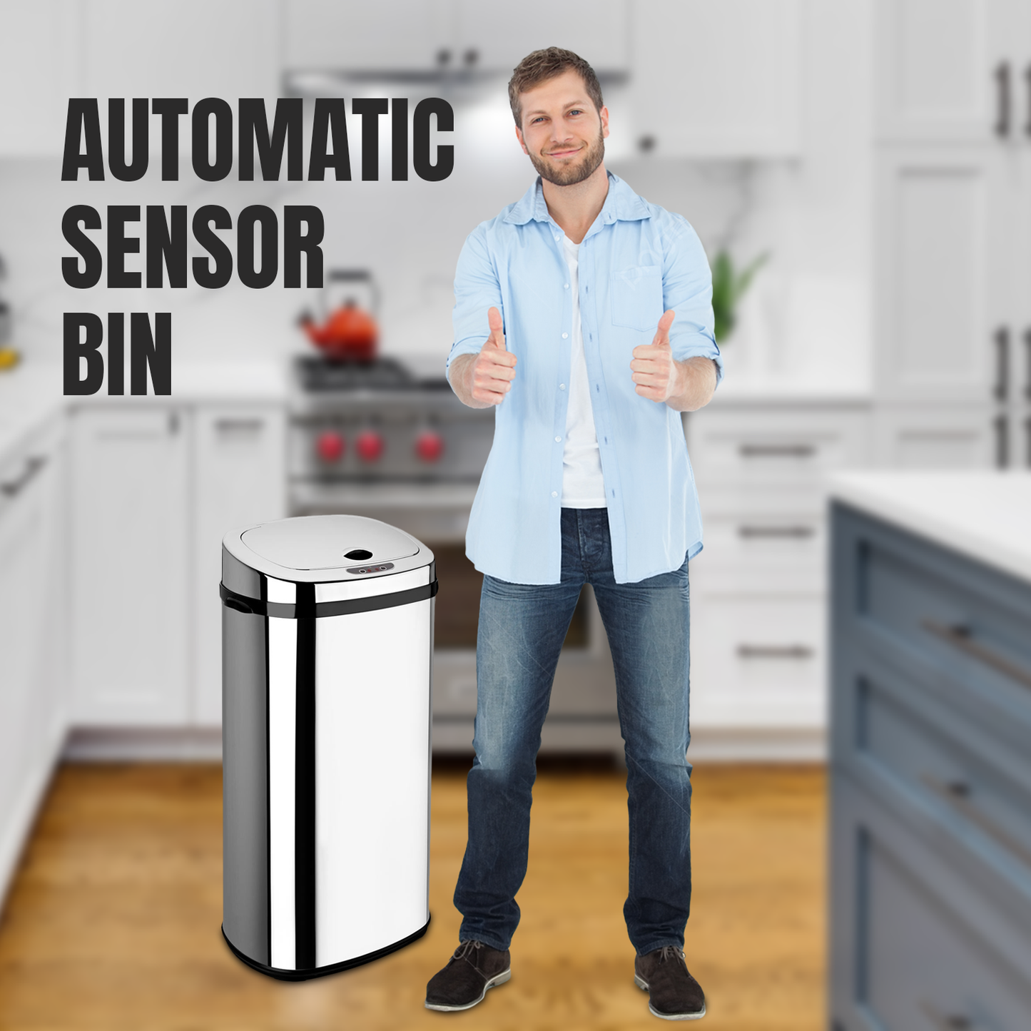 Kitchen Sensor Bin – Touchless Automatic Waste Bin with Motion Sensor & Soft Close LID