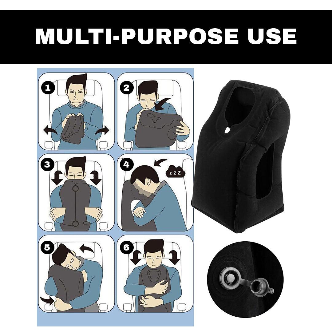 Inflatable Travel Pillow - Air Cushion Travel Pillow for Airplane Office Neck Head Chin Nap Rest