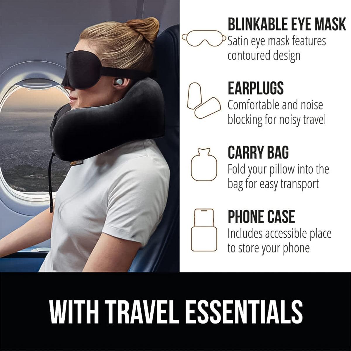 Neck Pillow for Travel - Memory Foam U Shaped Travel Pillow Neck Support Soft Head Rest Car Plane
