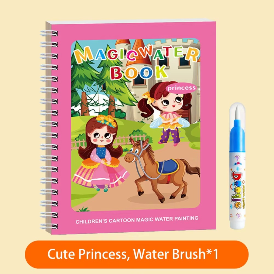 Magic Self Erasing Water Painting Book Set with Water Brush (Set of 6)