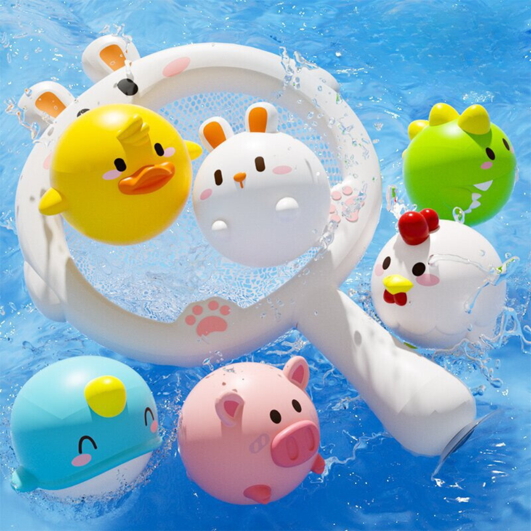 Self-Illuminating Bath Toy with Net