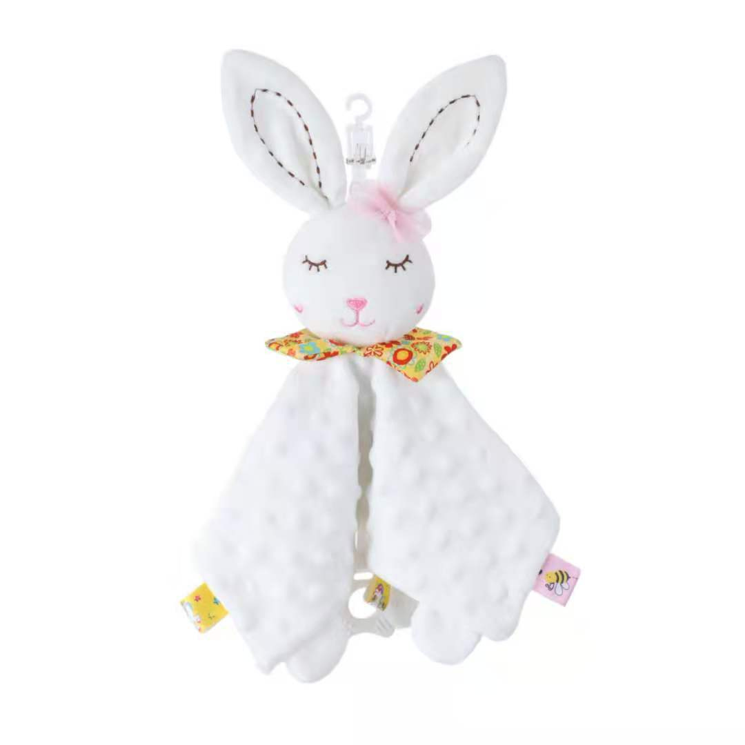 Soothing plush cuddly blanket with rattle
