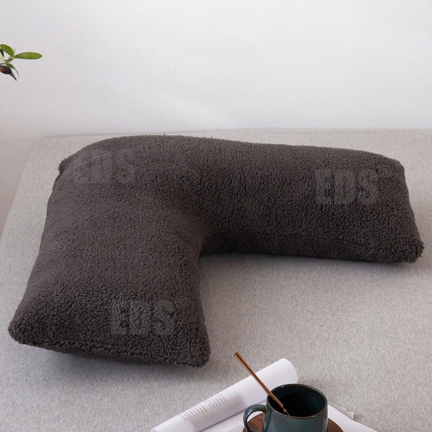 V Shaped Pillows UK - Teddy Fleece Orthopaedic Pillow with Pillow Case Pregnancy Maternity
