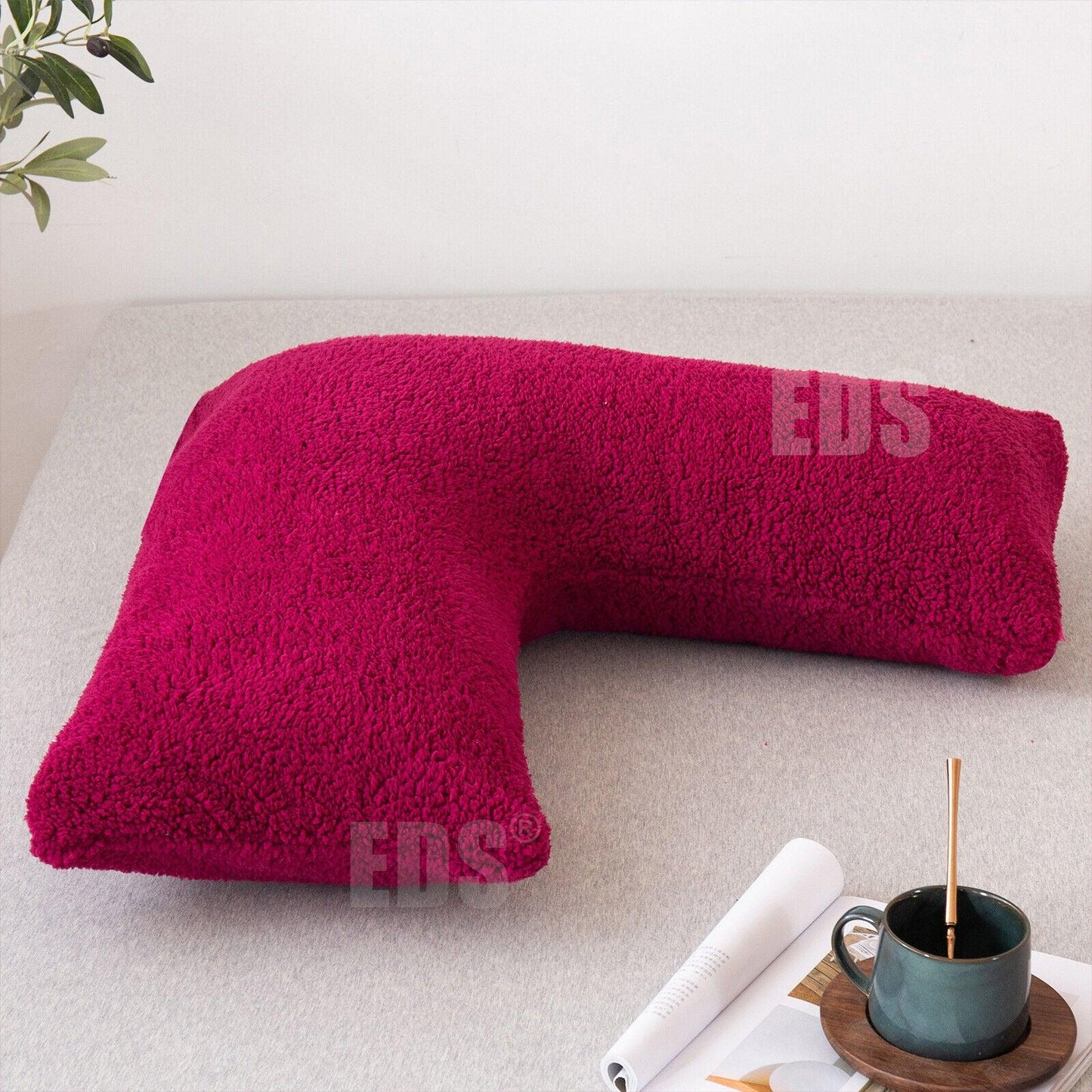 V Shaped Pillows UK - Teddy Fleece Orthopaedic Pillow with Pillow Case Pregnancy Maternity