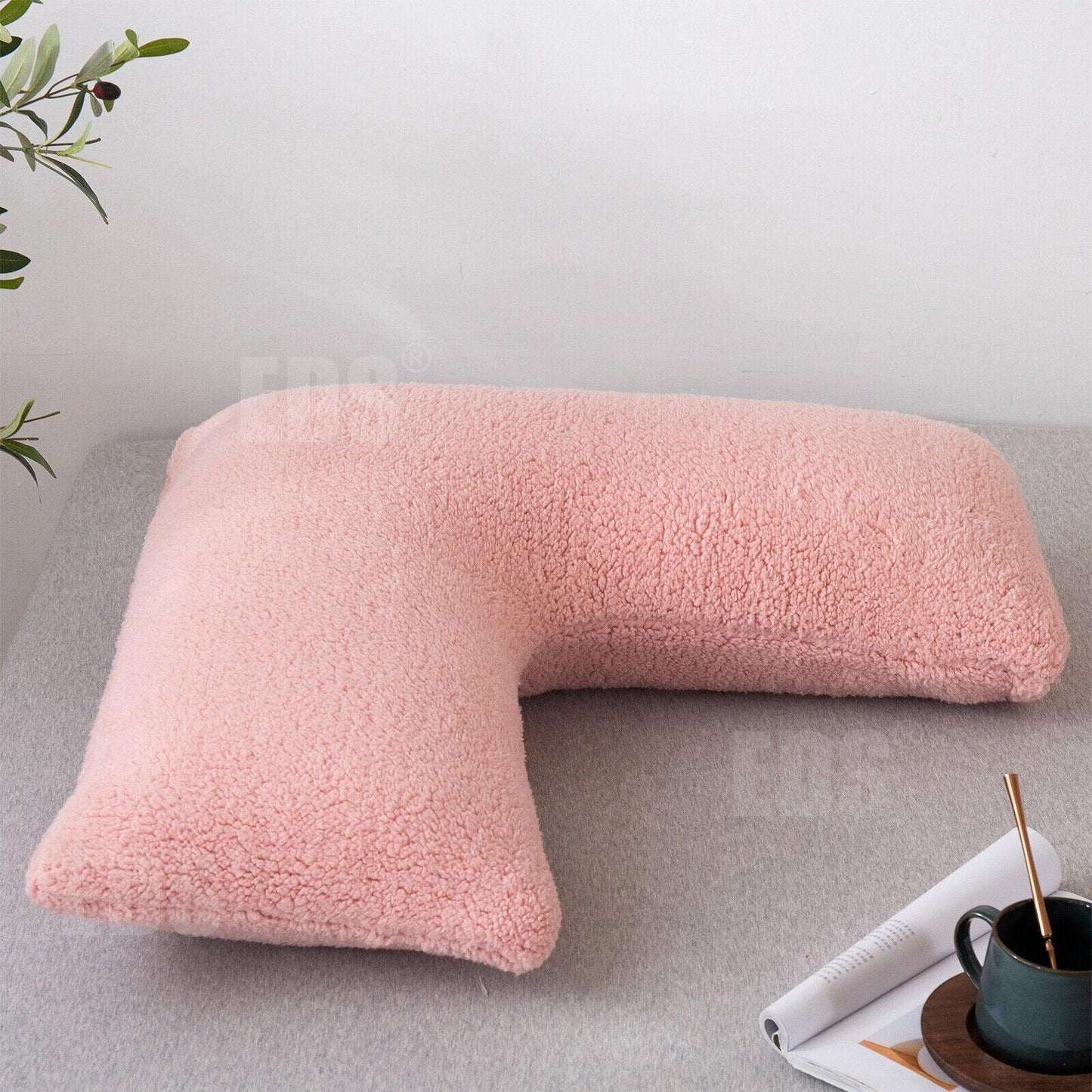 V Shaped Pillows UK - Teddy Fleece Orthopaedic Pillow with Pillow Case Pregnancy Maternity