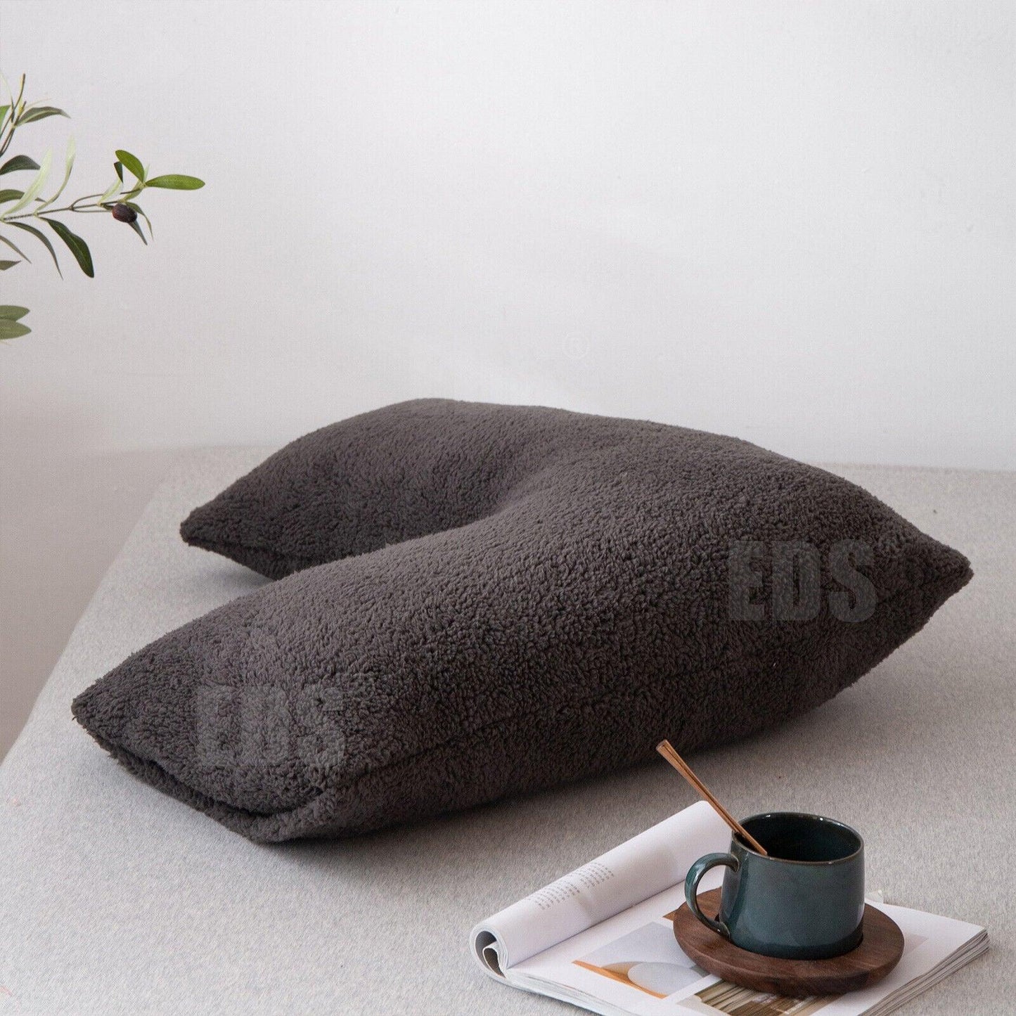 V Shaped Pillows UK - Teddy Fleece Orthopaedic Pillow with Pillow Case Pregnancy Maternity