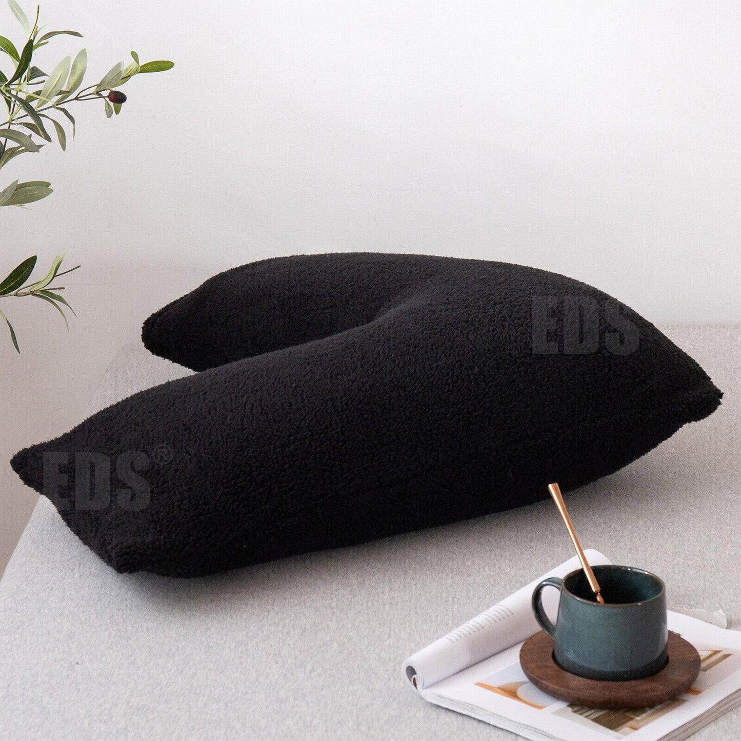 V Shaped Pillows UK - Teddy Fleece Orthopaedic Pillow with Pillow Case Pregnancy Maternity