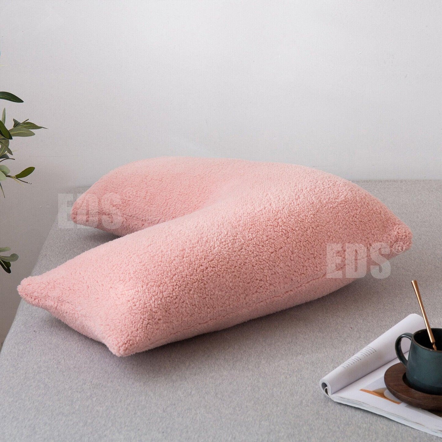 V Shaped Pillows UK - Teddy Fleece Orthopaedic Pillow with Pillow Case Pregnancy Maternity
