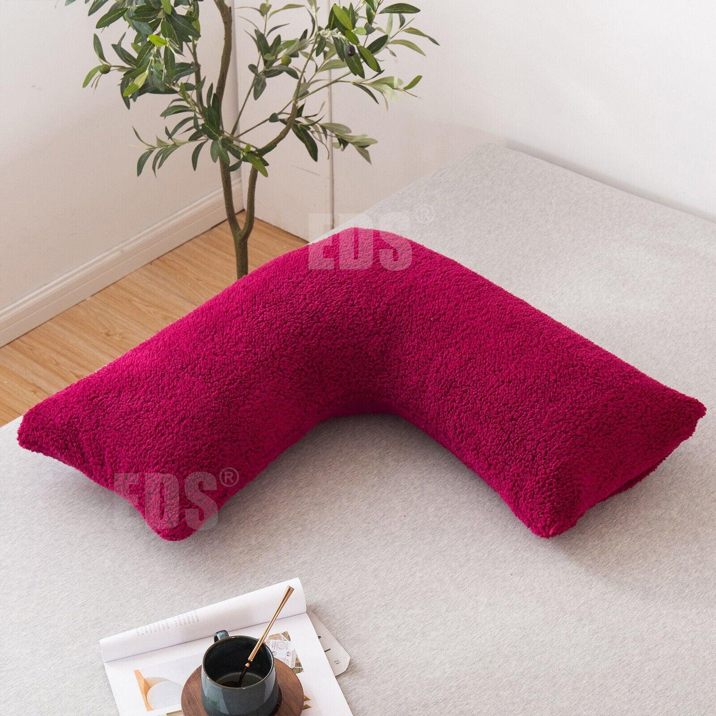 V Shaped Pillows UK - Teddy Fleece Orthopaedic Pillow with Pillow Case Pregnancy Maternity