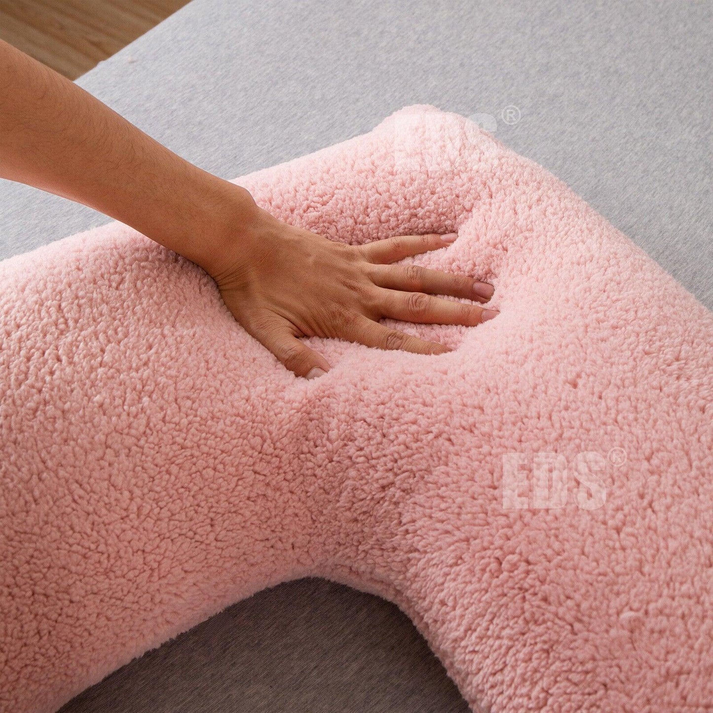 V Shaped Pillows UK - Teddy Fleece Orthopaedic Pillow with Pillow Case Pregnancy Maternity