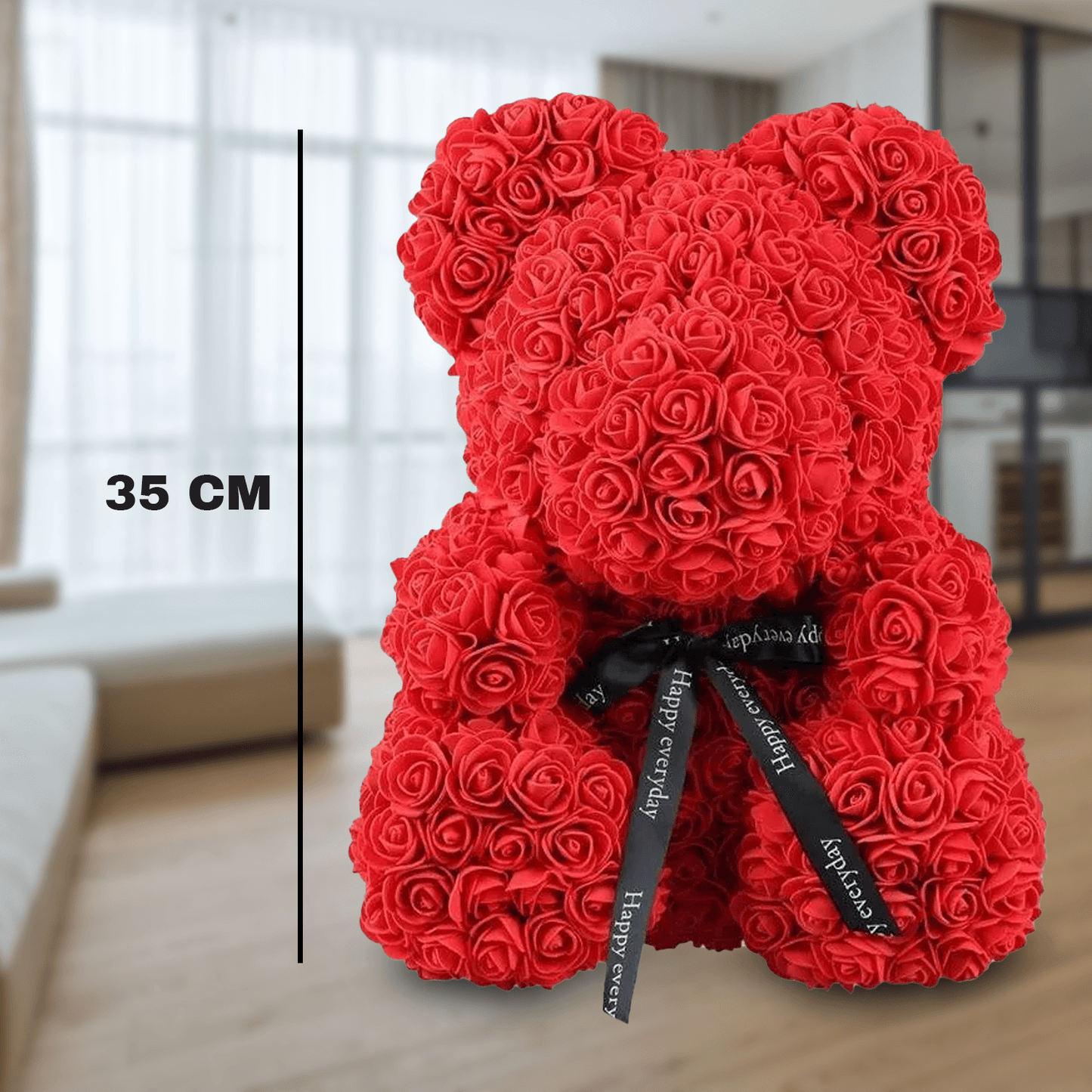 Rose Teddy Bear - 25cm Large Artificial Giant Teddy Bear Valentine's Day Gift for Her Flowers