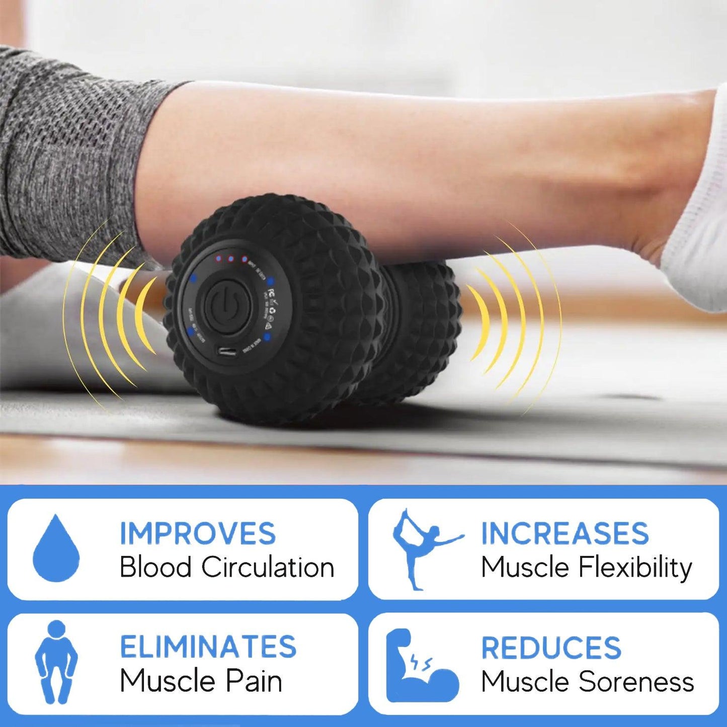 Vibrating Foam Roller - Electric Full Body Massage Roller Muscle Recovery Pain Relief Massager