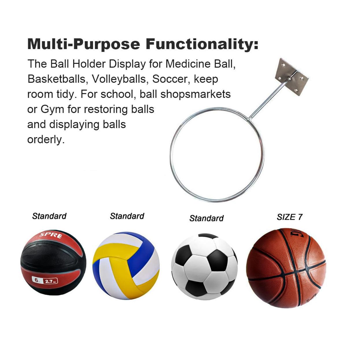 Ball Holder for Wall - 4X Wall Mount Ball Holder Football Storage Rack Basketball Display Sport