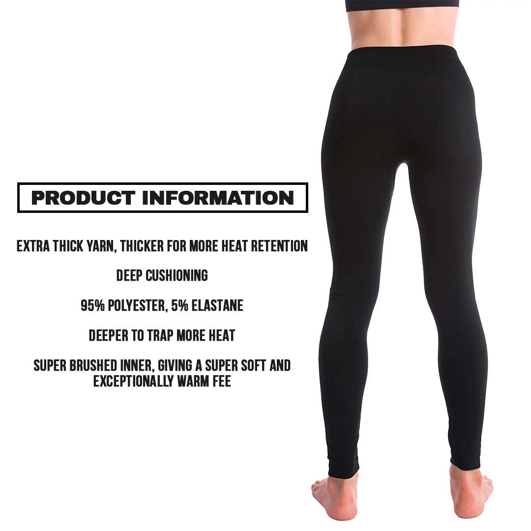 Womens Fleece Lined Leggings - Winter Warm Thermal Fully Lined Fleece Ladies Leggings High Waist 10CM Tummy Control Pants