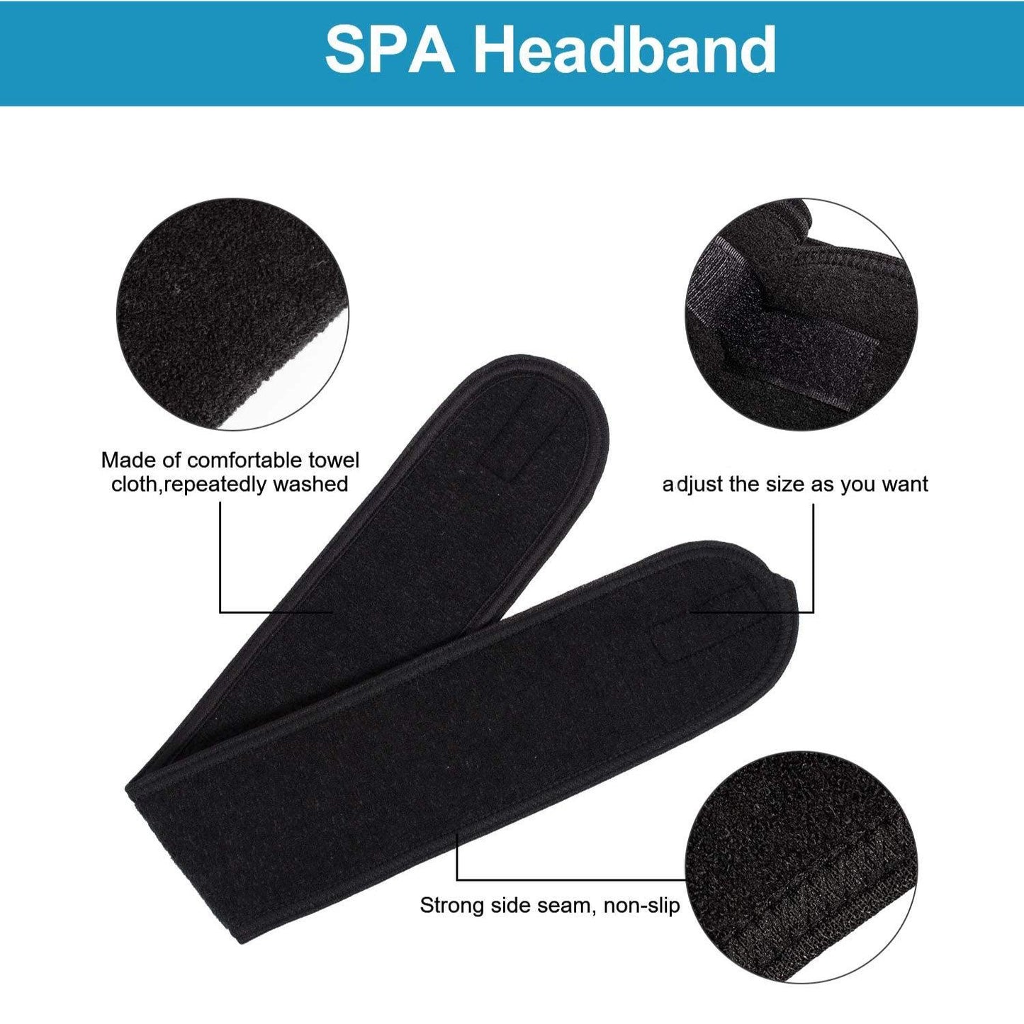 Spa Facial Headband - Make up Hair Band Terry Cloth Headband Stretch Towel for Sport Yoga Shower