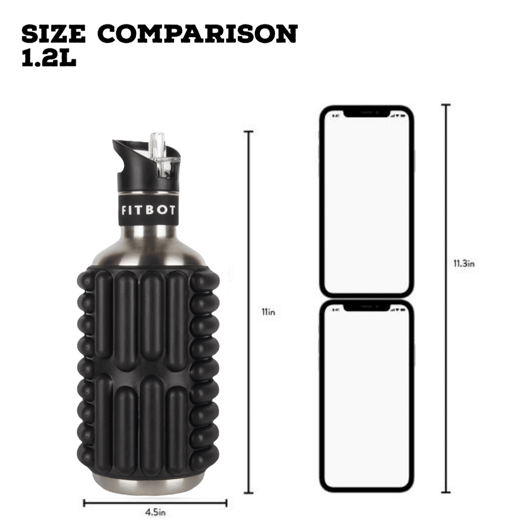 Foam Roller Water Bottle - 0.8L to 1.2L Sustainable Ecofriendly Flip Straw Roller Drink Bottle