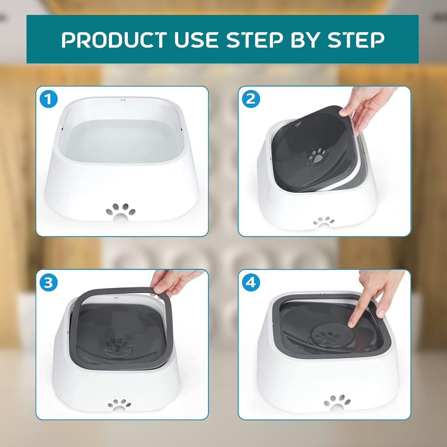 Non Spill Dog Water Bowls - 35oz Pet Water Bowl Splash Proof Dispenser Travel Portable Non Drip