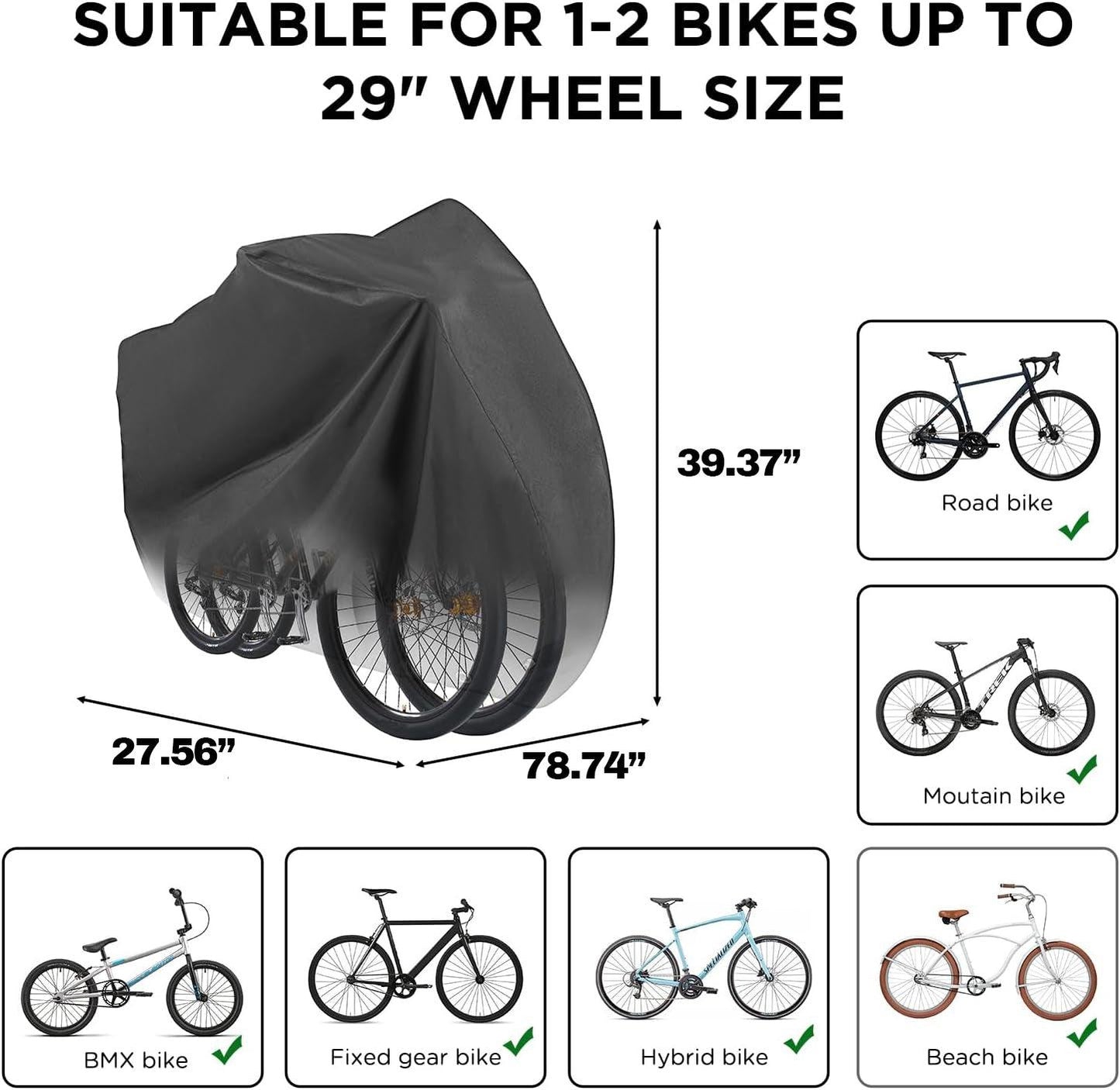 Heavy Duty Bicycle Covers - Waterproof Mountain Bike Bicycle Cover Heavy Duty Outdoor Protector for 2 Bikes