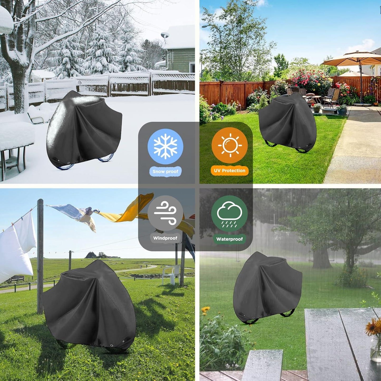 Heavy Duty Bicycle Covers - Waterproof Mountain Bike Bicycle Cover Heavy Duty Outdoor Protector for 2 Bikes