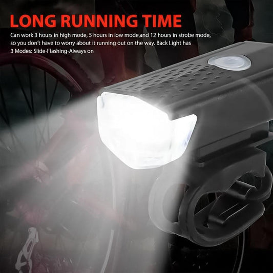 Rechargeable Cycle Lights - USB Rechargeable Bike Lights Rear Front Hazard Waterproof LED Front & Rear Light