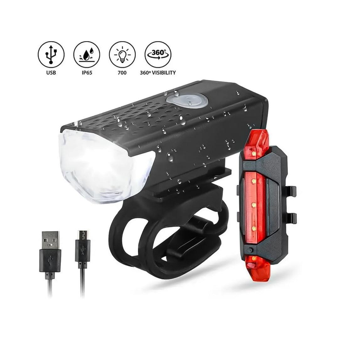 Rechargeable Cycle Lights - USB Rechargeable Bike Lights Rear Front Hazard Waterproof LED Front & Rear Light