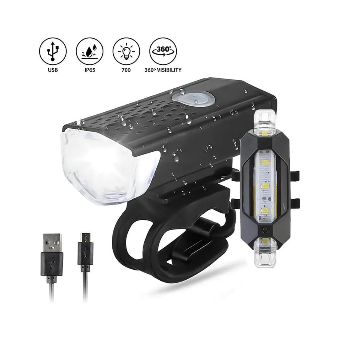 Rechargeable Cycle Lights - USB Rechargeable Bike Lights Rear Front Hazard Waterproof LED Front & Rear Light