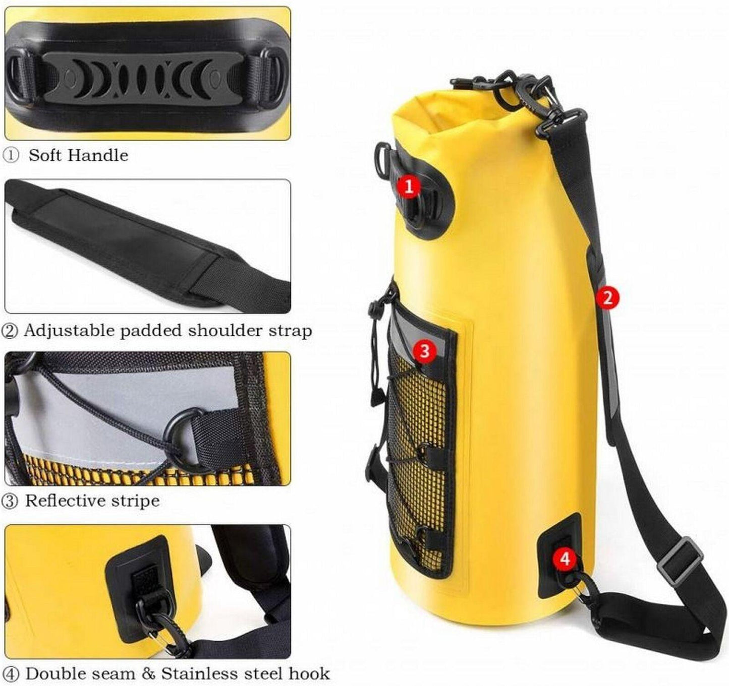 Waterproof Backpack UK - Scuba, Kayaking, Boating Waterproof 10L Dry Bag, Shoulder Strap and Carry Handle