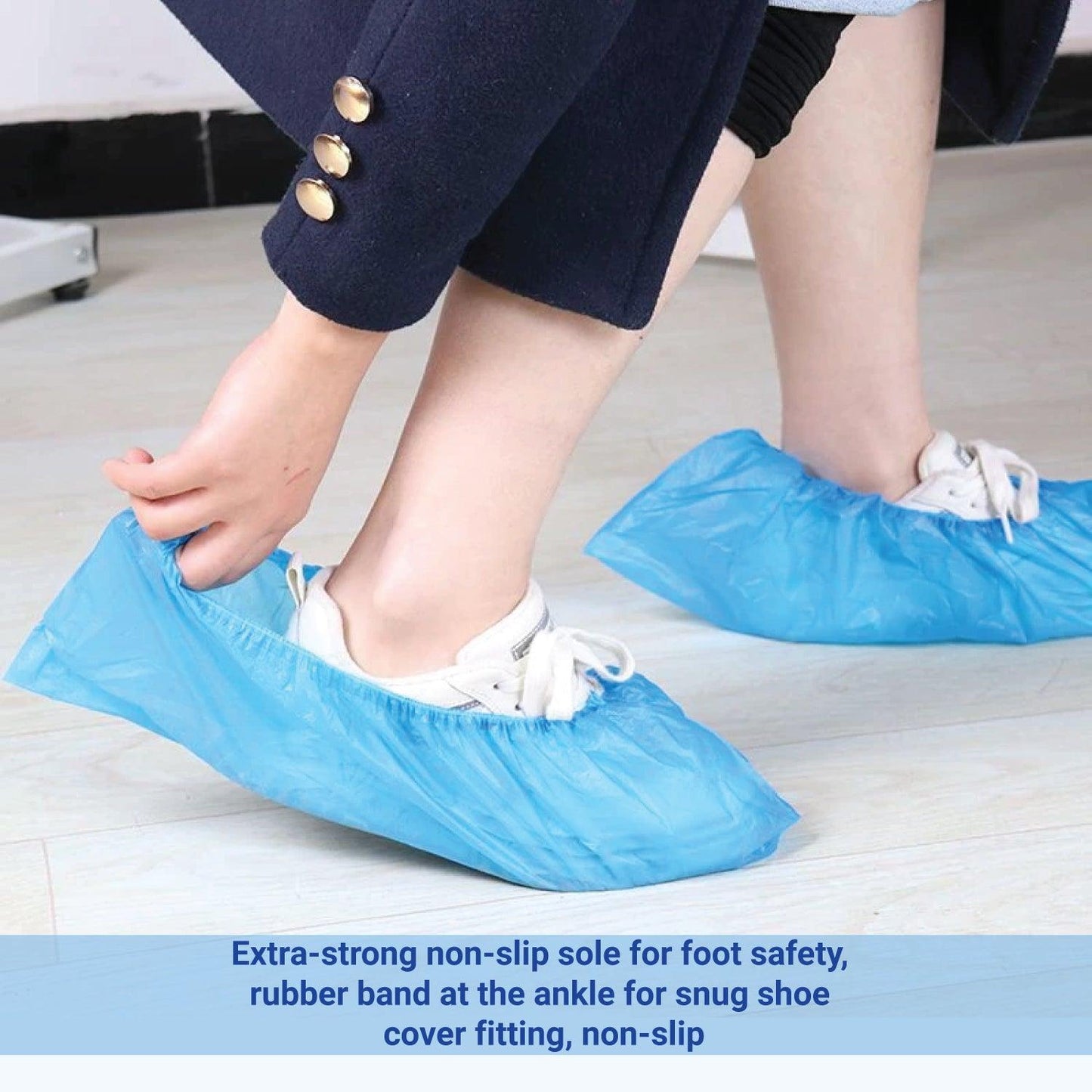 Disposable Shoe Covers - BLUE Plastic Rain Waterproof Boot Protector Carpet Cleaning