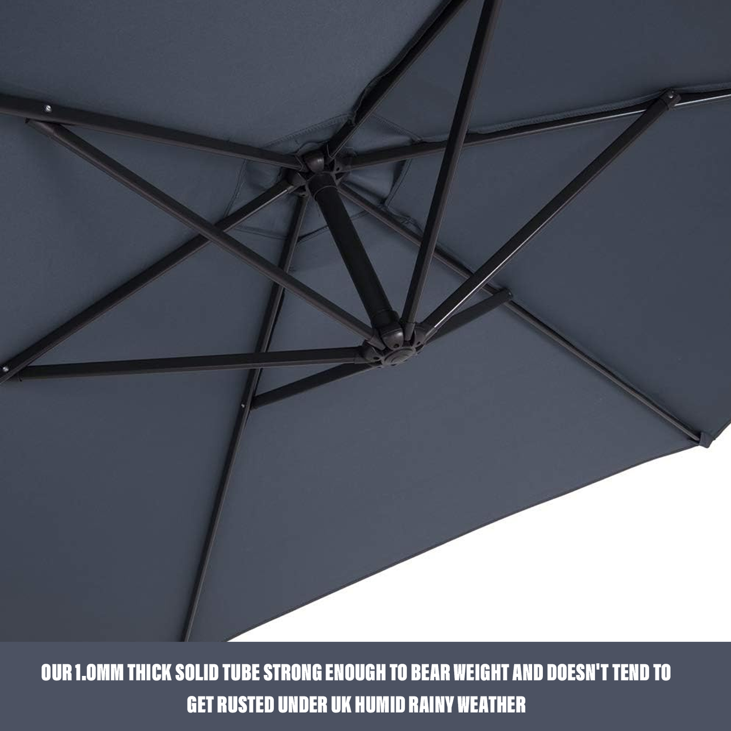 Garden Umbrella with Stand – 3M Banana Parasol Sun Shade Patio Hanging Umbrella Garden Cantilever
