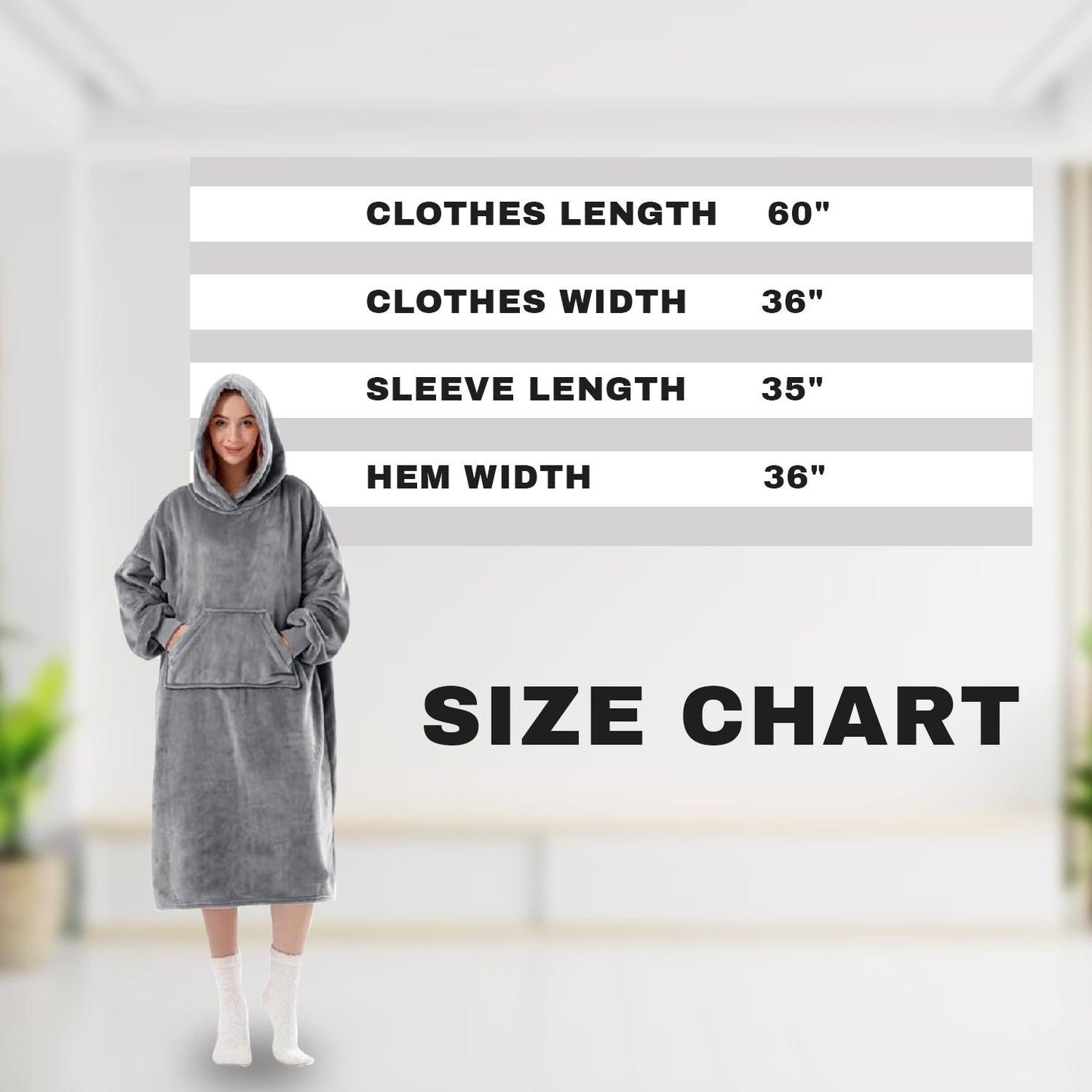 Oversized Blanket Hoodie - Super Soft Warm Cozy Snuggle Hoodie | Thick Flannel Sherpa Hoodie Blanket with Sleeves and Giant Pocket