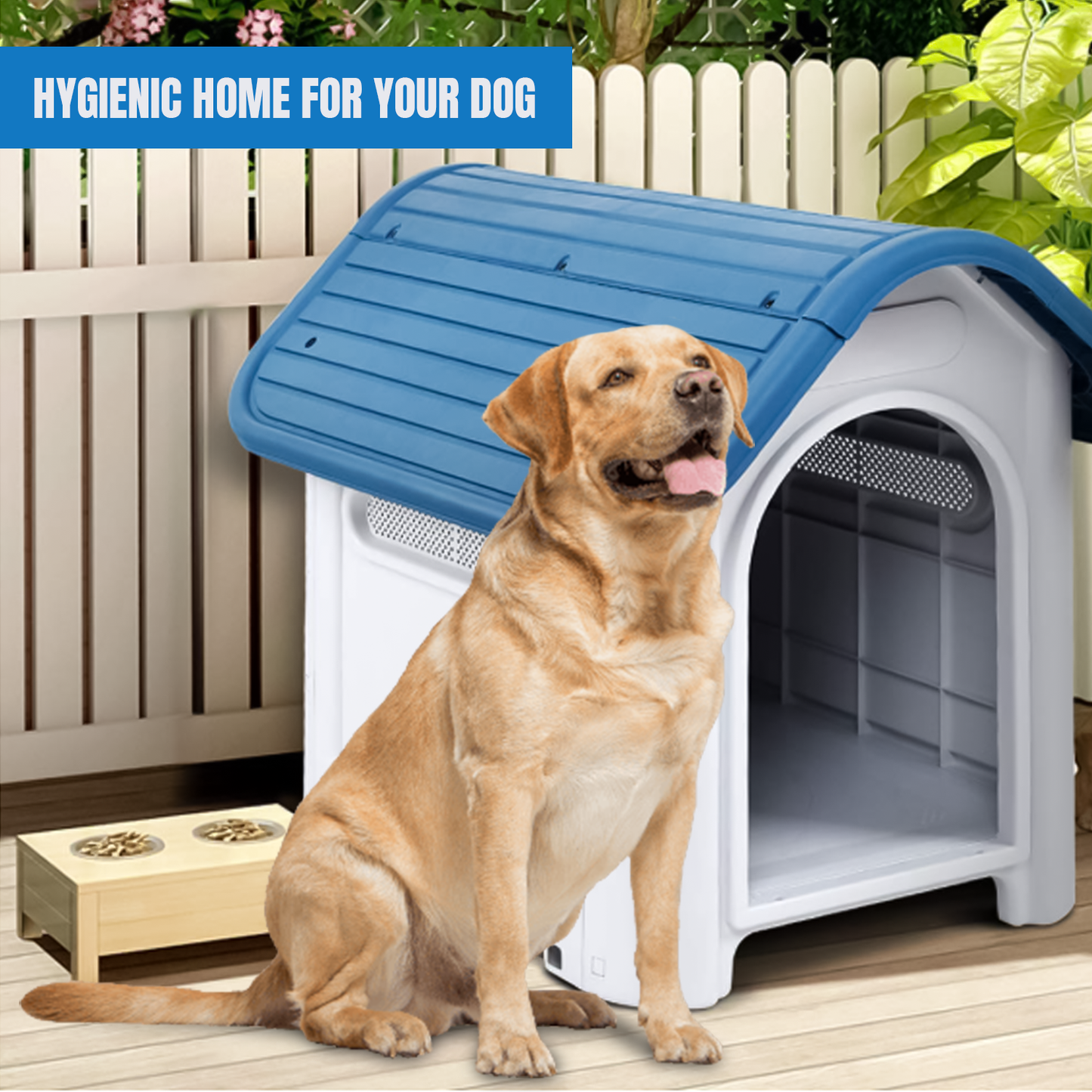 Plastic Dog Kennel – Weatherproof Outdoor Pet House for Small, Medium, and Large Dogs