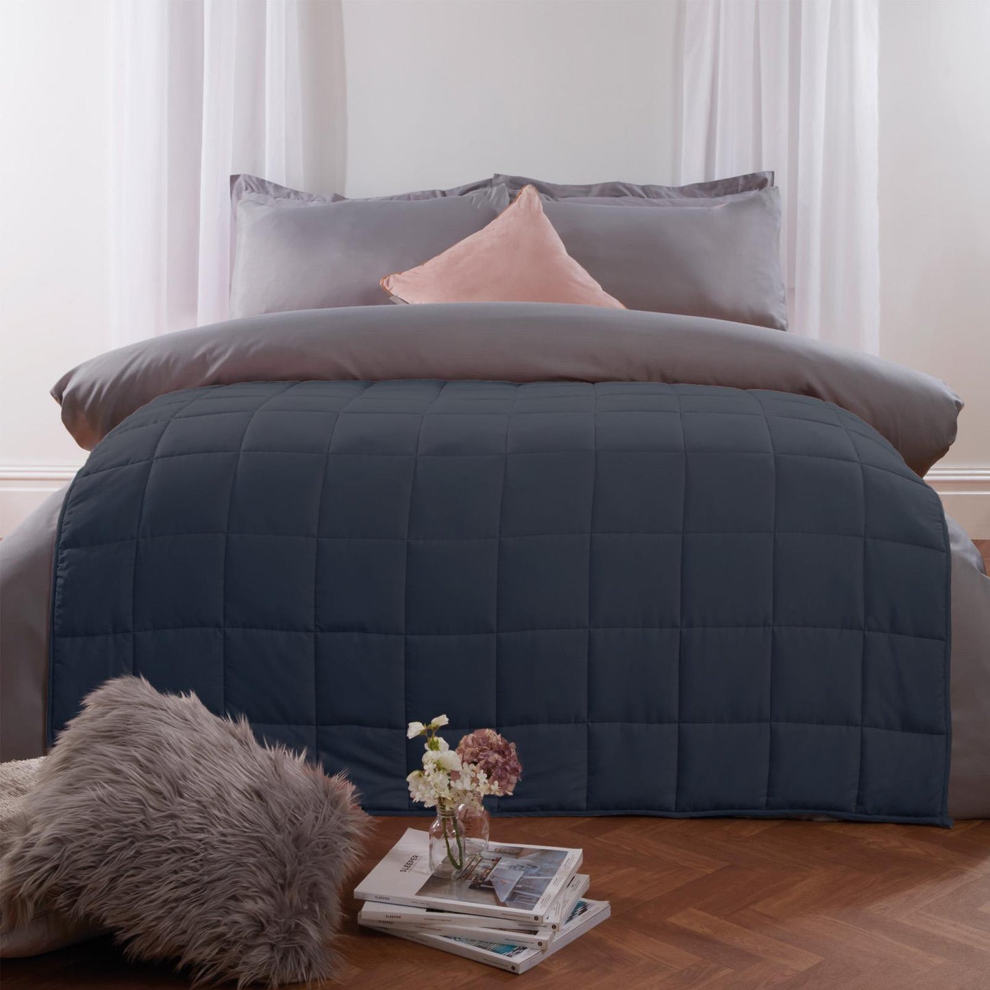 Heavy Weighted Blanket UK - Brentfords Weighted Blanket Sensory Sleep Therapy Anxiety Kids/Adults Blush