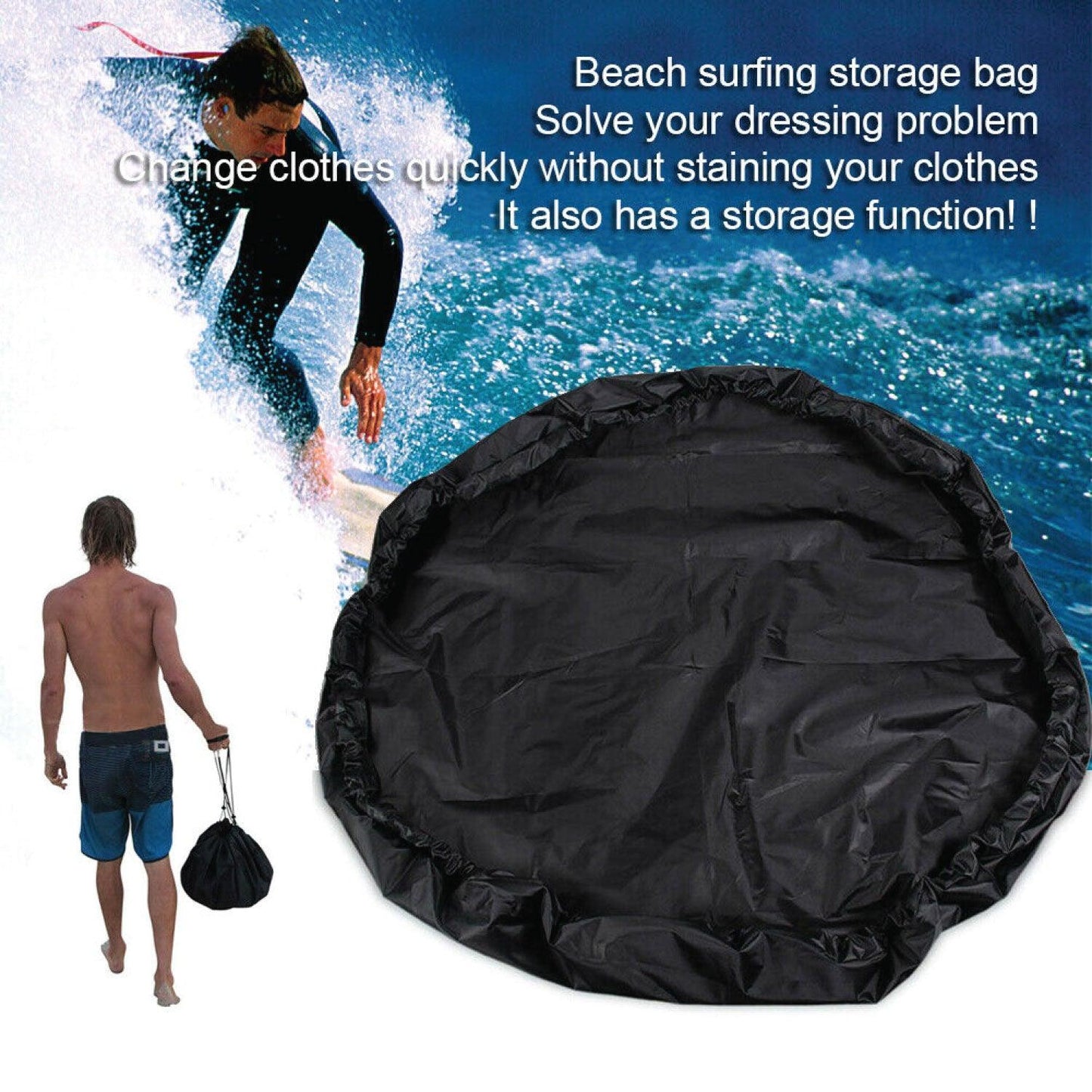 Wetsuit Changing Mat - Waterproof Portable Surf Diving Beach Changing Mat, Open Water Accessory, Black