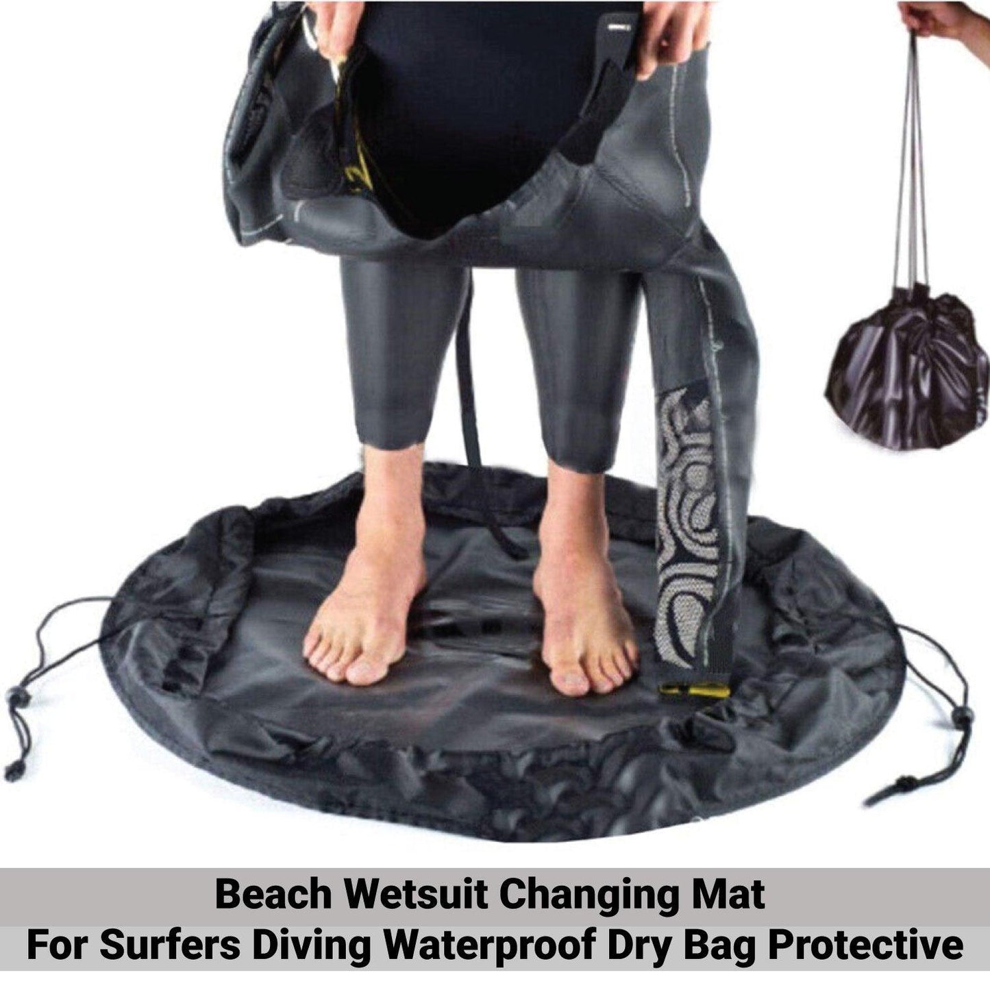 Wetsuit Changing Mat - Waterproof Portable Surf Diving Beach Changing Mat, Open Water Accessory, Black