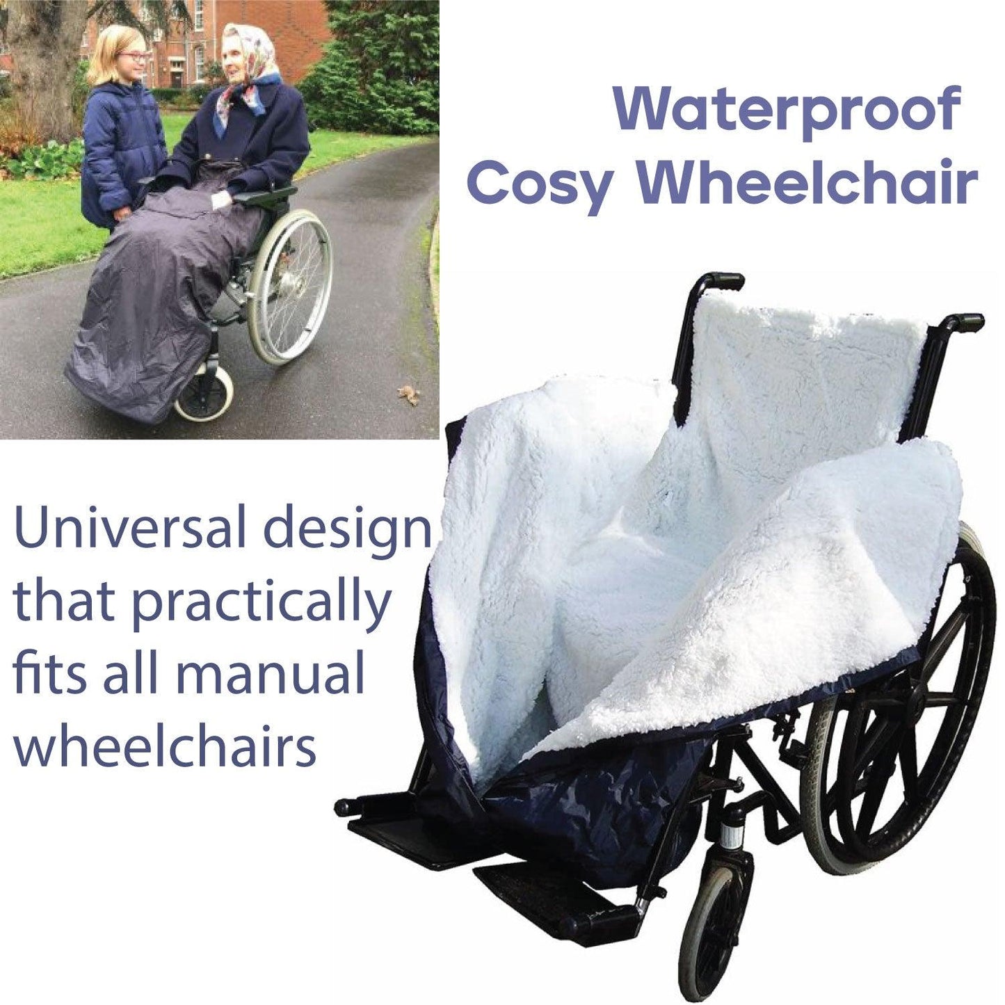 Waterproof Wheelchair Blanket - Mobility Scooter Cover Full Weather Protection Navy Cosy Aidapt