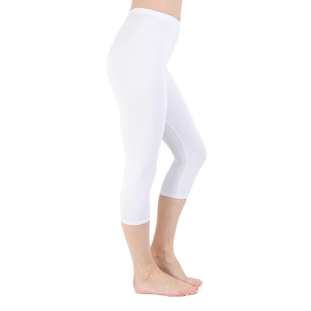 Gym Leggings for Ladies - Womens 3/4 Length Cropped Leggings Soft Cotton Active Wear Capri Pants Casual Fitness Pants