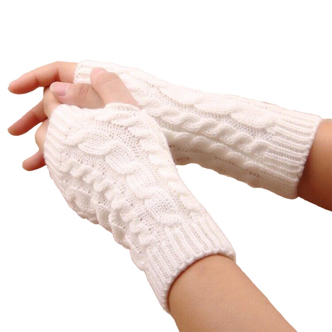 Thermal Fingerless Gloves - Women Wrist Arm Knitted Mitten Long Winter Hand Warmer Fingerless Ladies Gloves
