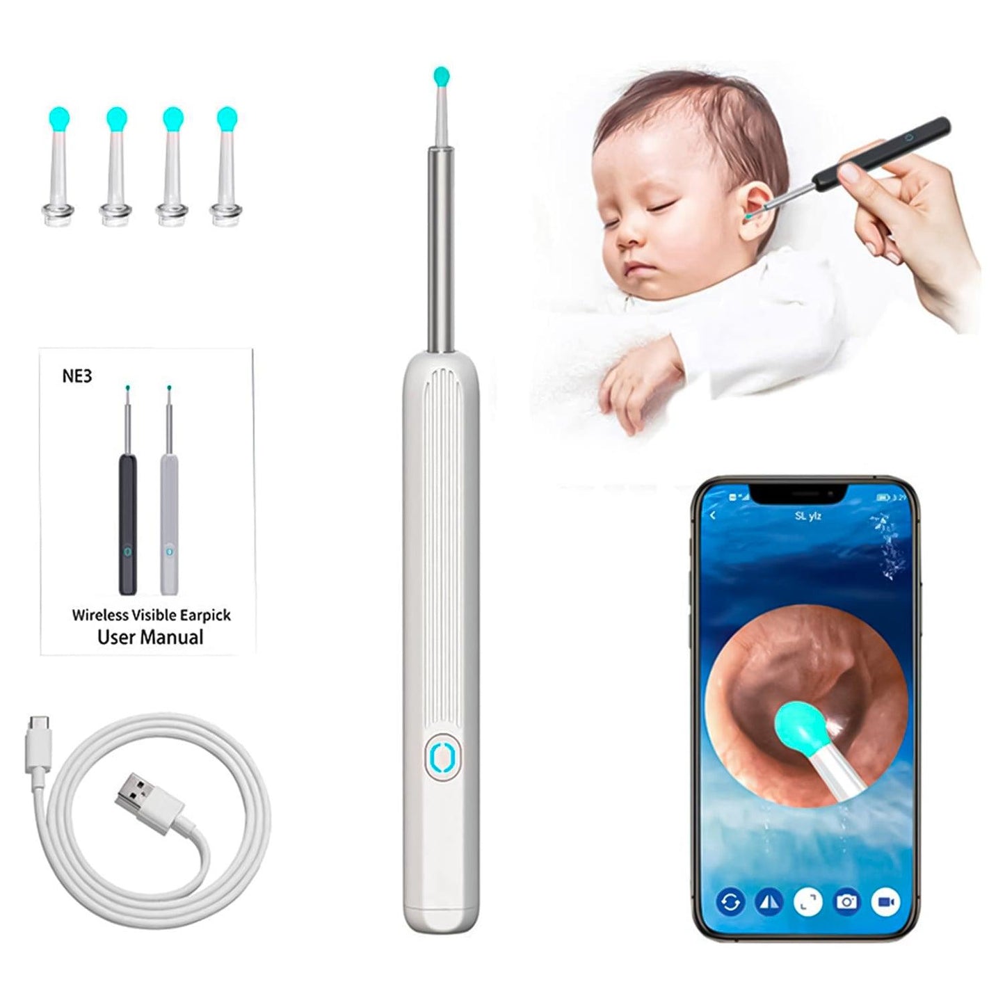 Ear Cleaning Machines - Wi -Fi visible wax elimination spoon