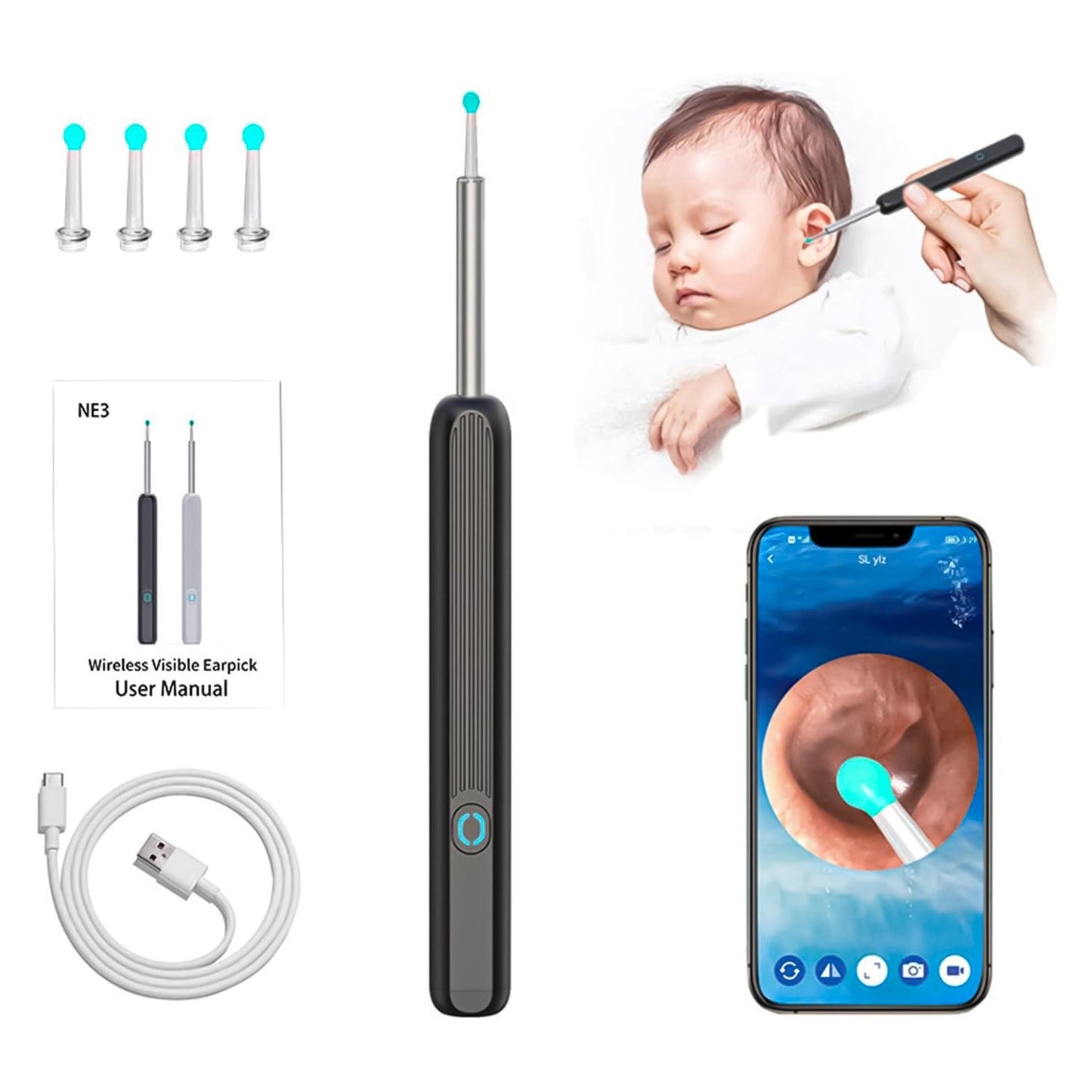 Ear Cleaning Machines - Wi -Fi visible wax elimination spoon