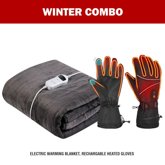 Premium Winter Heating Combo – Soft Heated Blanket & Electric Heated Gloves