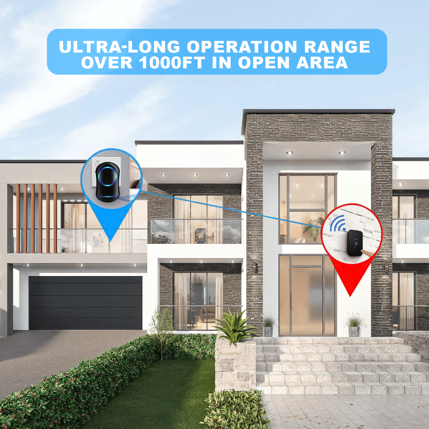 Wireless Door Bell – Waterproof 1000ft Long Range Plug in Home Cordless Doorbell