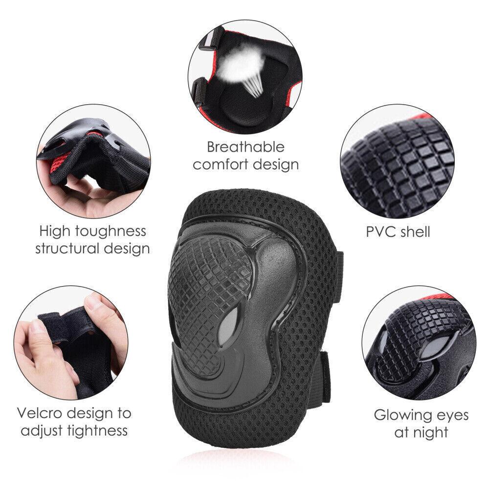 Knee Pads for Roller Skating - Women Men Elbow Wrist Knee Pads Protective Gear Set Skate Roller Cycling Bike UK